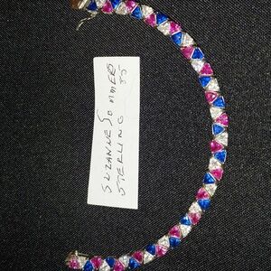 Sterling Suzanne Somers Trilliant Cut Cz Tennis Bracelet Vintage 925